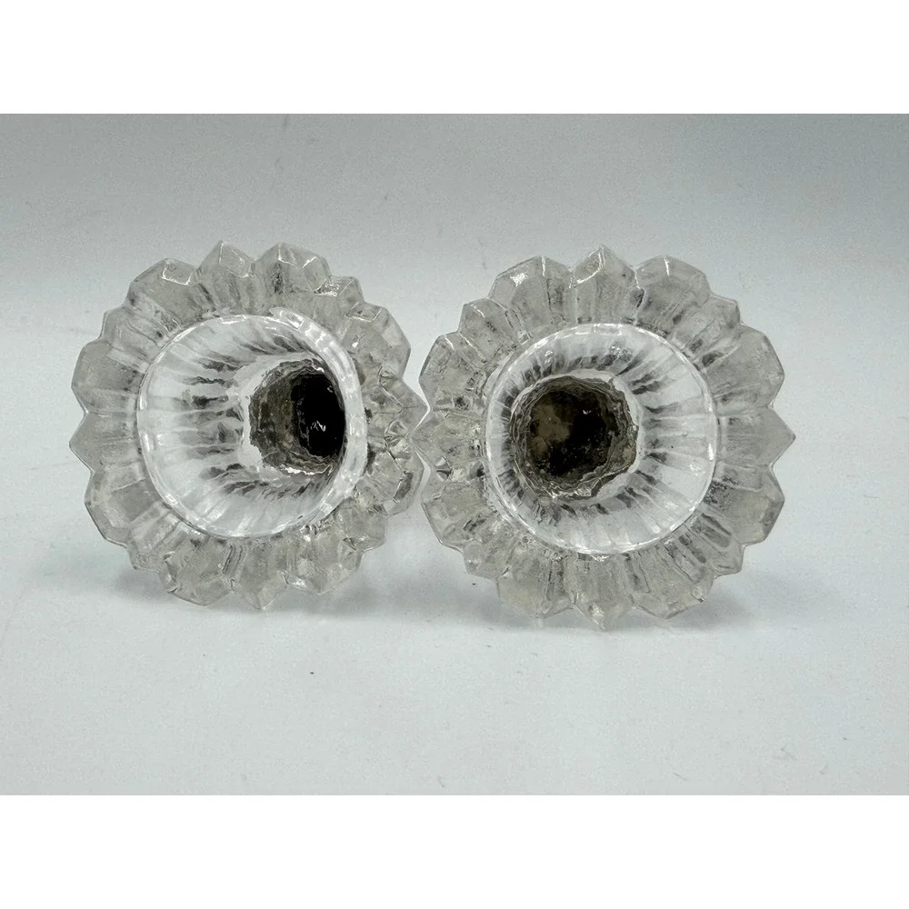 Vintage Pressed Glass Salt Pepper Shakers Ribbed Silver Tone Tops 3